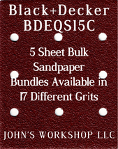 Black+Decker BDEQS15C - 1/4 Sheet - 17 Grits - No-Slip - 5 Sandpaper Bul... - $7.49