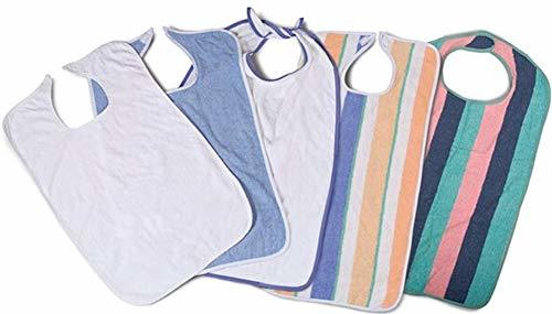 3 Adult Bibs for Eating, Machine Washable Reusable Clothing Protector Blue