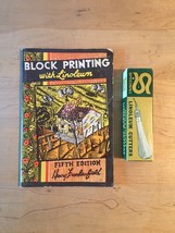 Vintage 50s/60s Linoleum Cutters Tool Set and Block Printing Booklet