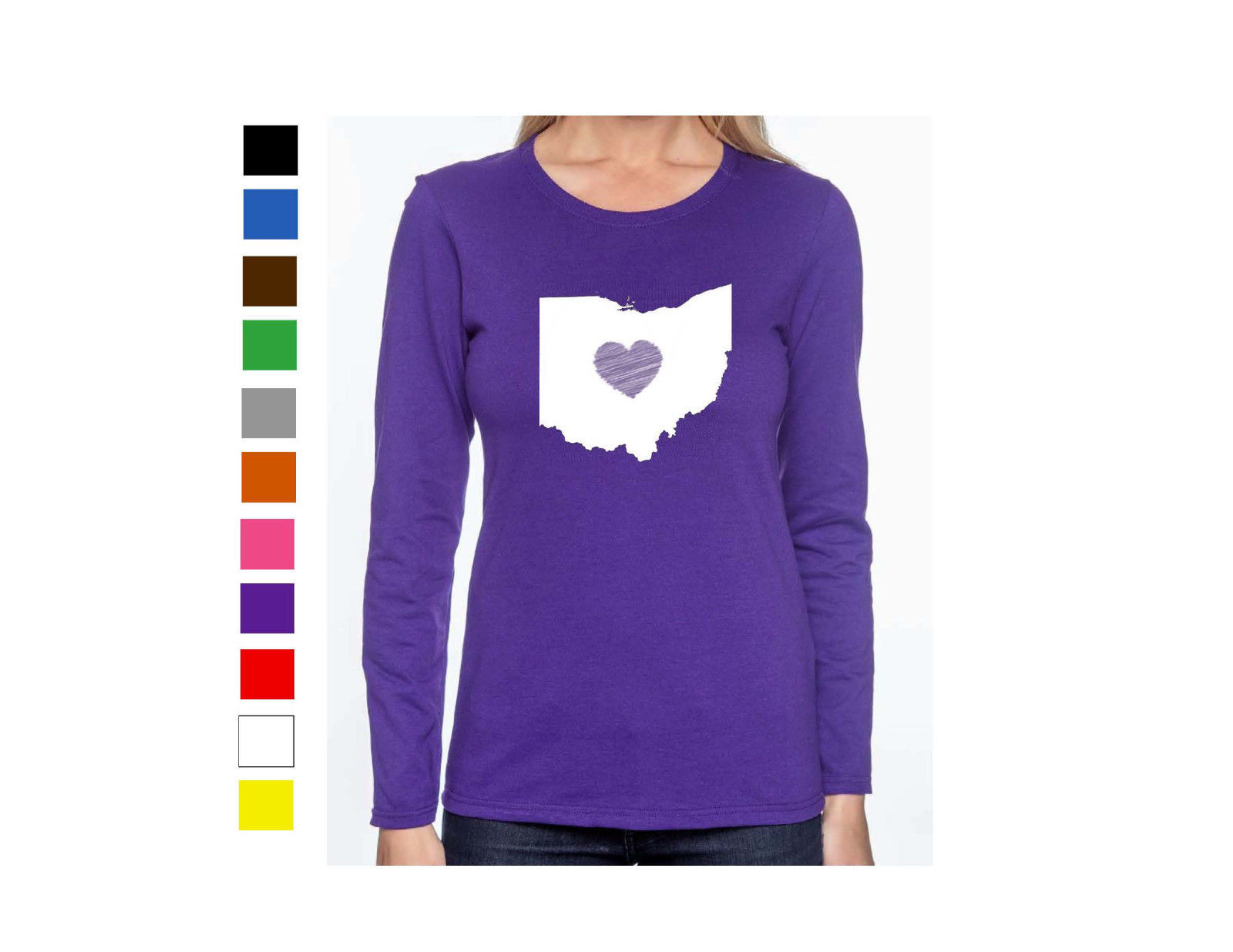 Image of Ohio Long Sleeve Shirt Ladies Womens Love Home Heart T-Shirt State