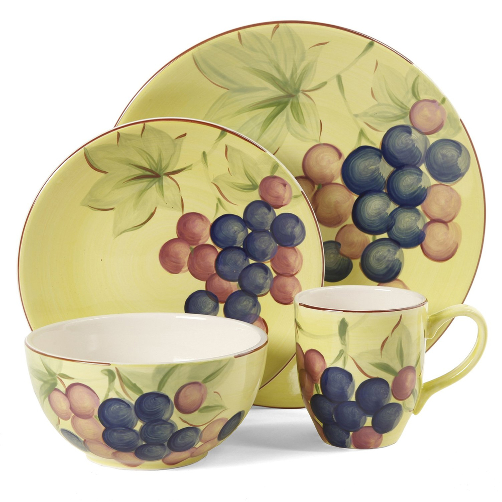 Gibson Home Fruitful Harvest Grapes 16pc Dinnerware Set Dinner