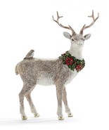 Majestic Reindeer Figurine 9.5&quot; High Resin Festive Gold Christmas Glitte... - $49.49