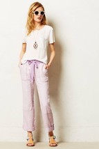NWT ANTHROPOLOGIE LACED LILAC LINEN CARGOS PANTS by HEI HEI 26 - $74.99