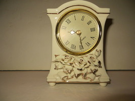 Avon Porcelain Mantle Clock - Romantic Flowers - $19.79