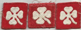 3 US Army 4th White Four Leaf Clover Red Patch 4 Leaf Military Patches, MoM - $9.89