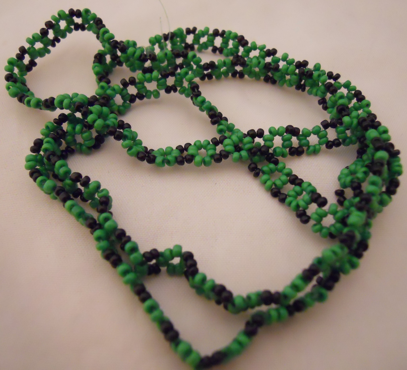 Vintage 60's Seed Beads Hippie Love Beads Necklace Handmade Black And