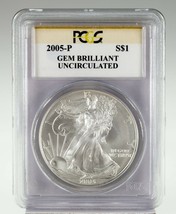 2005-P Silver American Eagle Graded by PCGS as Gem Brilliant Uncirculated - $54.70