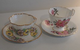 ADDERLEY (Footed) + SALISBURY Fine Bone China TEA Cup + Saucers vtg EXCE... - $29.99