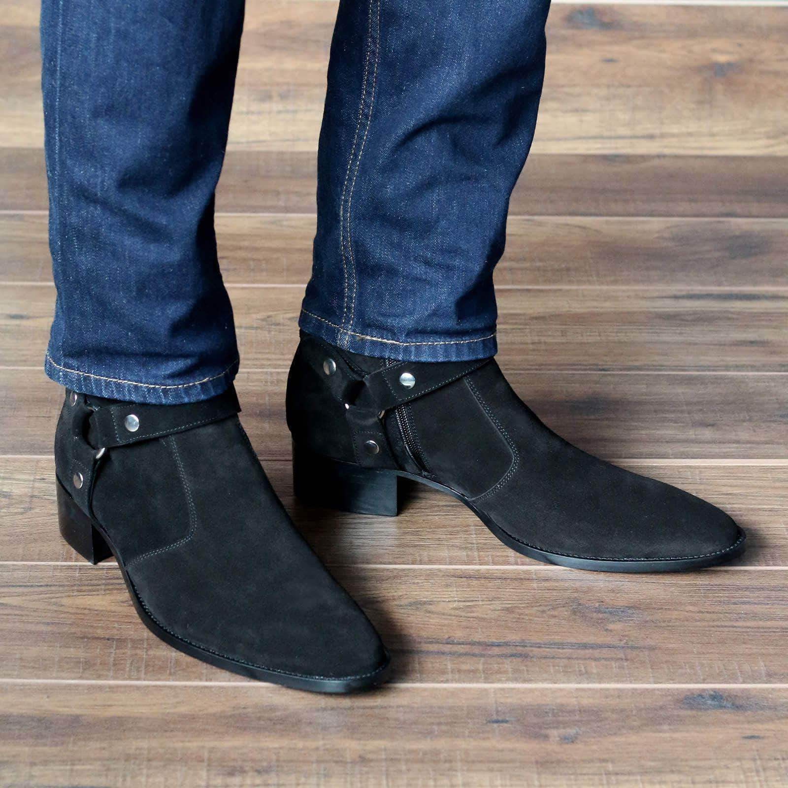 black calf hugging boots