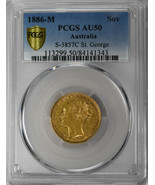 1886-M 1 Sovereign Australia Gold Sovereign PCGS AU50 - $595.00
