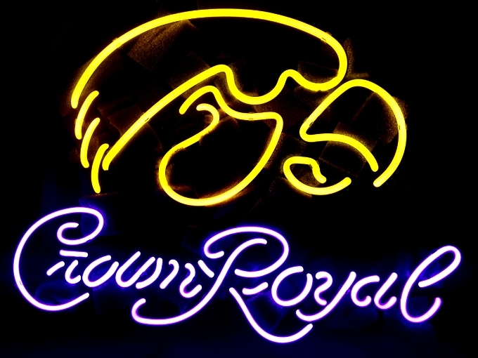 Ncaa Iowa Hawkeyes Crown Royal Beer Bar Neon Light Sign 18 X 14 Neon