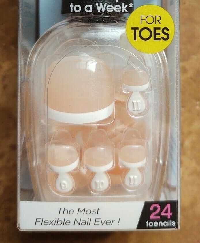 Kiss imPRESS Press-On Pedicure Fake Toe Nails iCANDY White Tip French Manicure!!