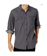 Wrangler Authentics Long Sleeve 100% Cotton Button Down Shirt | Grey | Mens XL - $23.76