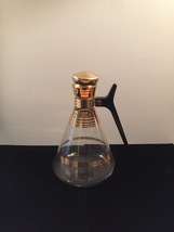 Vintage MCM Inland Clear Glass & Gold Coffee Carafe image 1