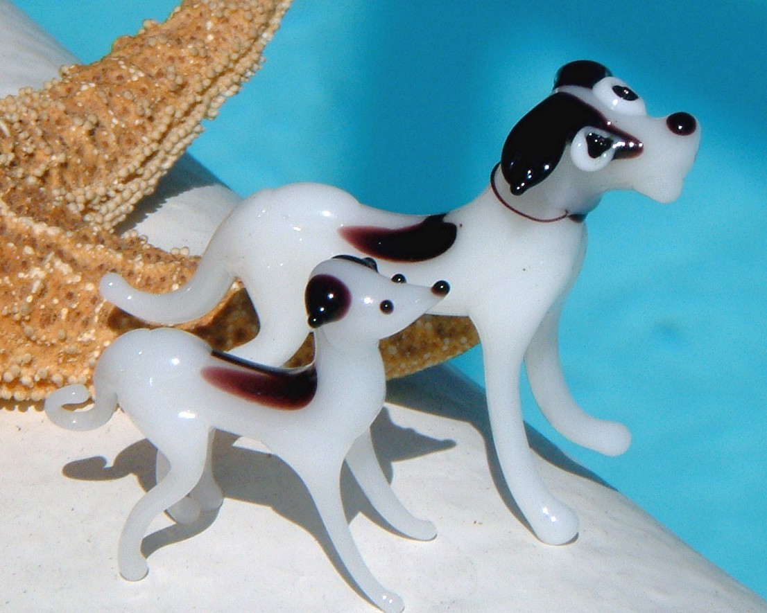 blown glass dog figurines