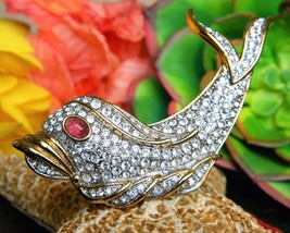 Vintage fish dolphin brooch pin attwood sawyer rhinestones signed a s thumb200