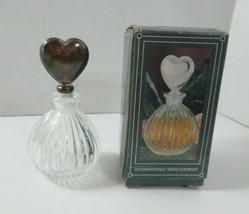 International Silver Company silverplated heart stopper glass perfume bo... - $12.86