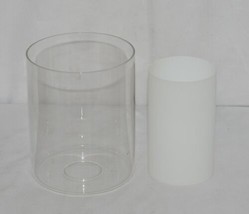 Unbranded Double Glass Cylindrical Glass Shade Frosted White Inside image 1