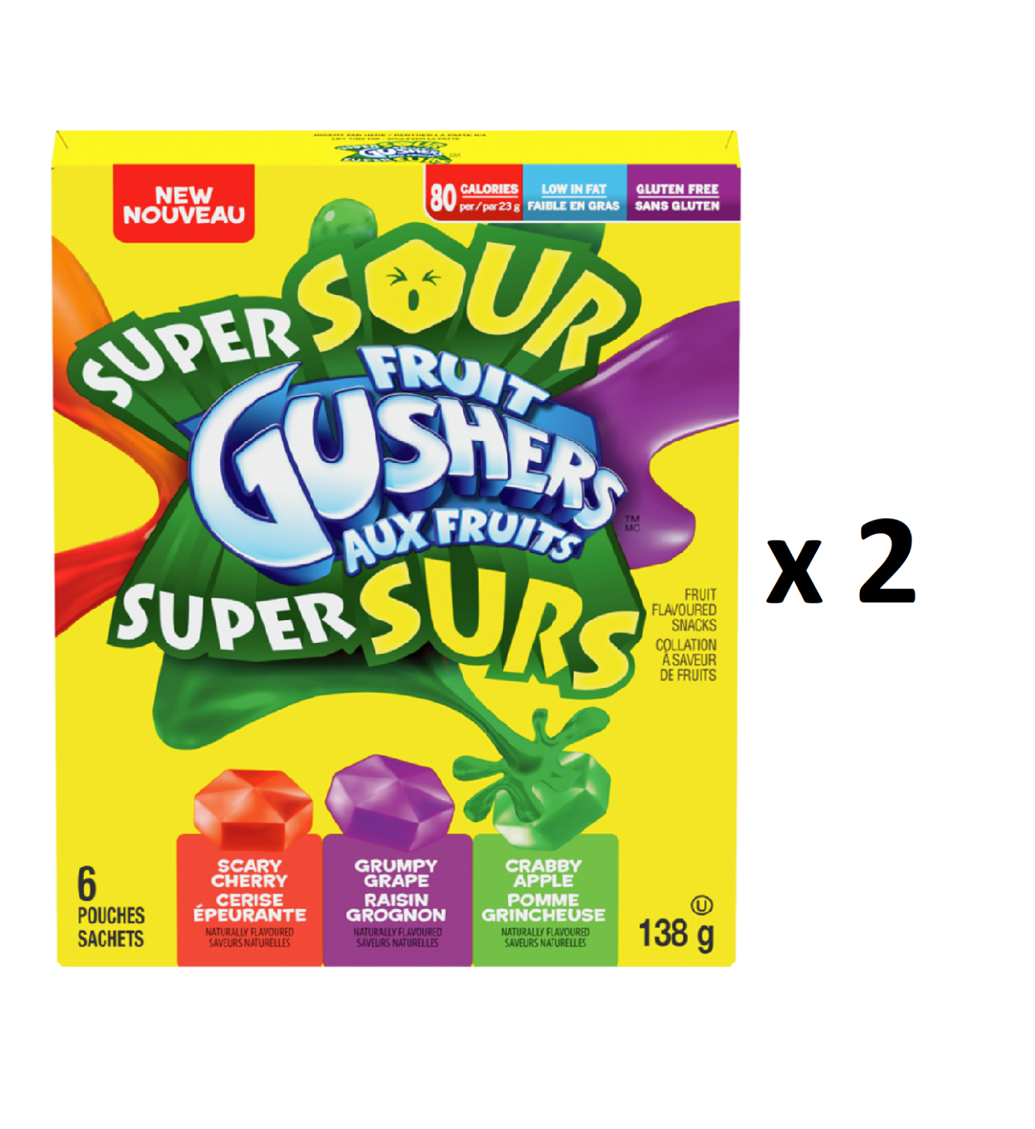 Fruit Gushers Super Sour Gushers Variety Pack (6 Pouches) (138 G ...