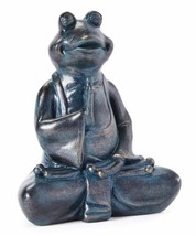 Meditating Yoga Frog Statue Figurine 7.7" High Polyresin Home Decor Gray Color