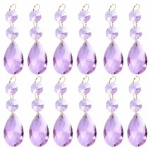12 Hanging Purple Teardrop Crystal Chandelier Prisms Pendants Glass Bead... - $13.29