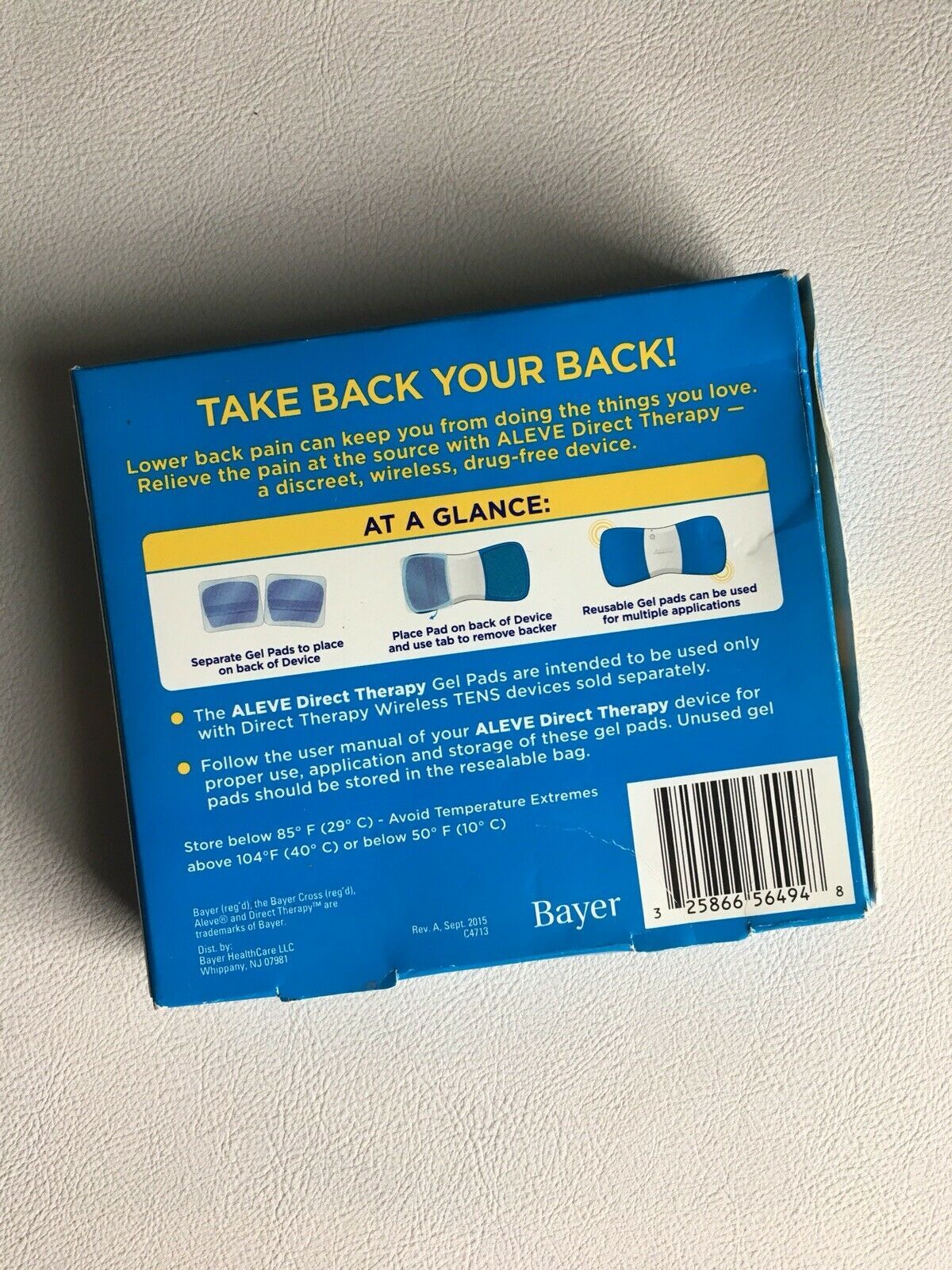 Aleve Direct Therapy Tens Device Refill Gel Pads 2 Pairs Back Pain Exp 