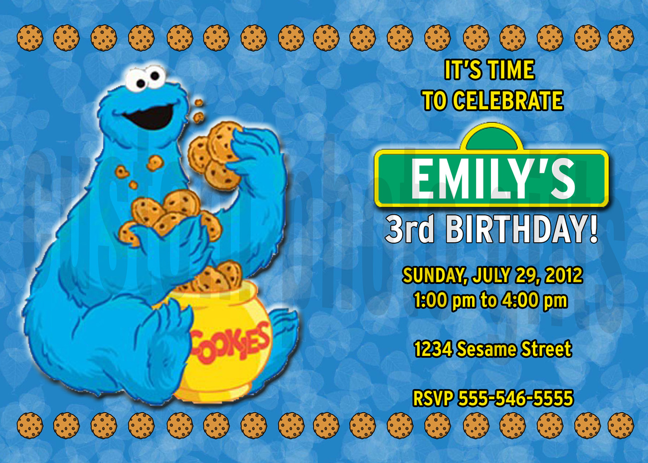 Personalized Sesame Street Cookie Monster Birthday ...