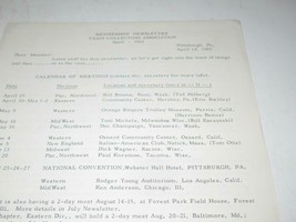 TCA - APRIL 14 1965 MEMBERSHIP NEWSLETTER- PITTSBURGH, PA -ORIGINAL  - B11 - $5.65