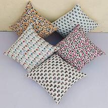 Traditional Jaipur Set of 5 Block Print Fabric Indian Cushions Pillow Covers Dec - $34.64