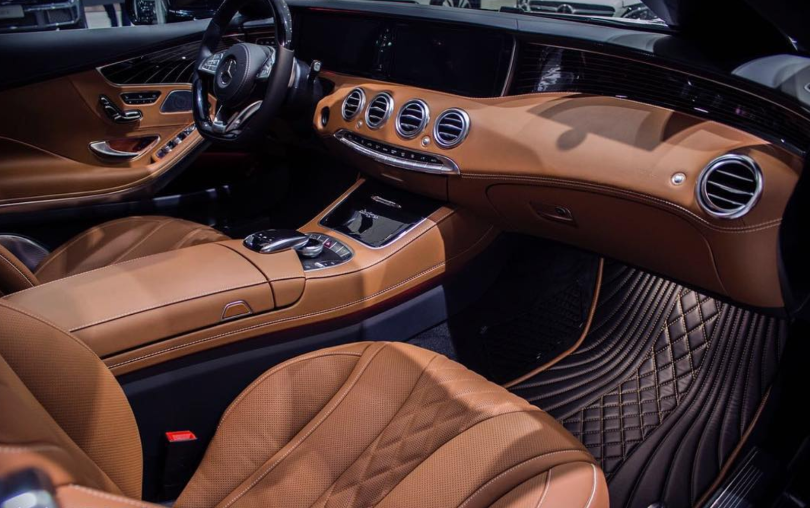 Mercedes AMG S550 S600 W222 Diamond Stitch Floor Mats 2016 2017 Floor