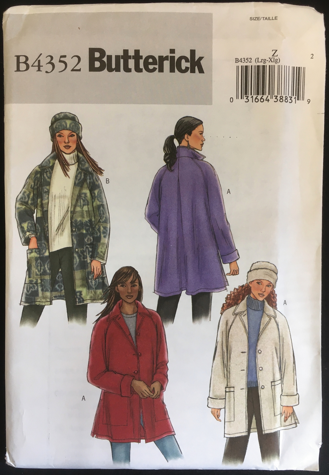Primary image for Uncut Size L XL Bust 38–44 Loose Fitting Jacket Hat Butterick 4352 Pattern Plus