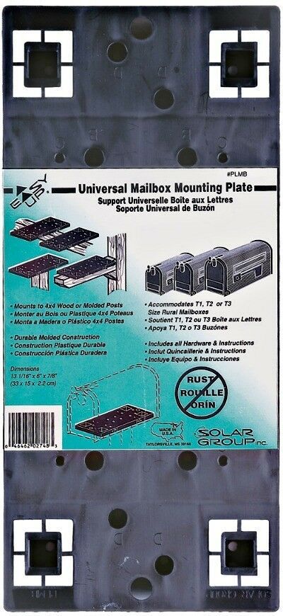 Black Solar Group Universal Mailbox Mounting Bracket Board 4 x 4 PLMB0060
