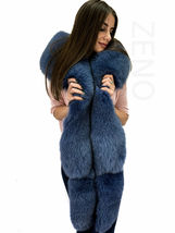 Fox Fur Boa 70' (180cm) + Tails as Wristbands / Headband Saga Furs Bluish Stole image 6
