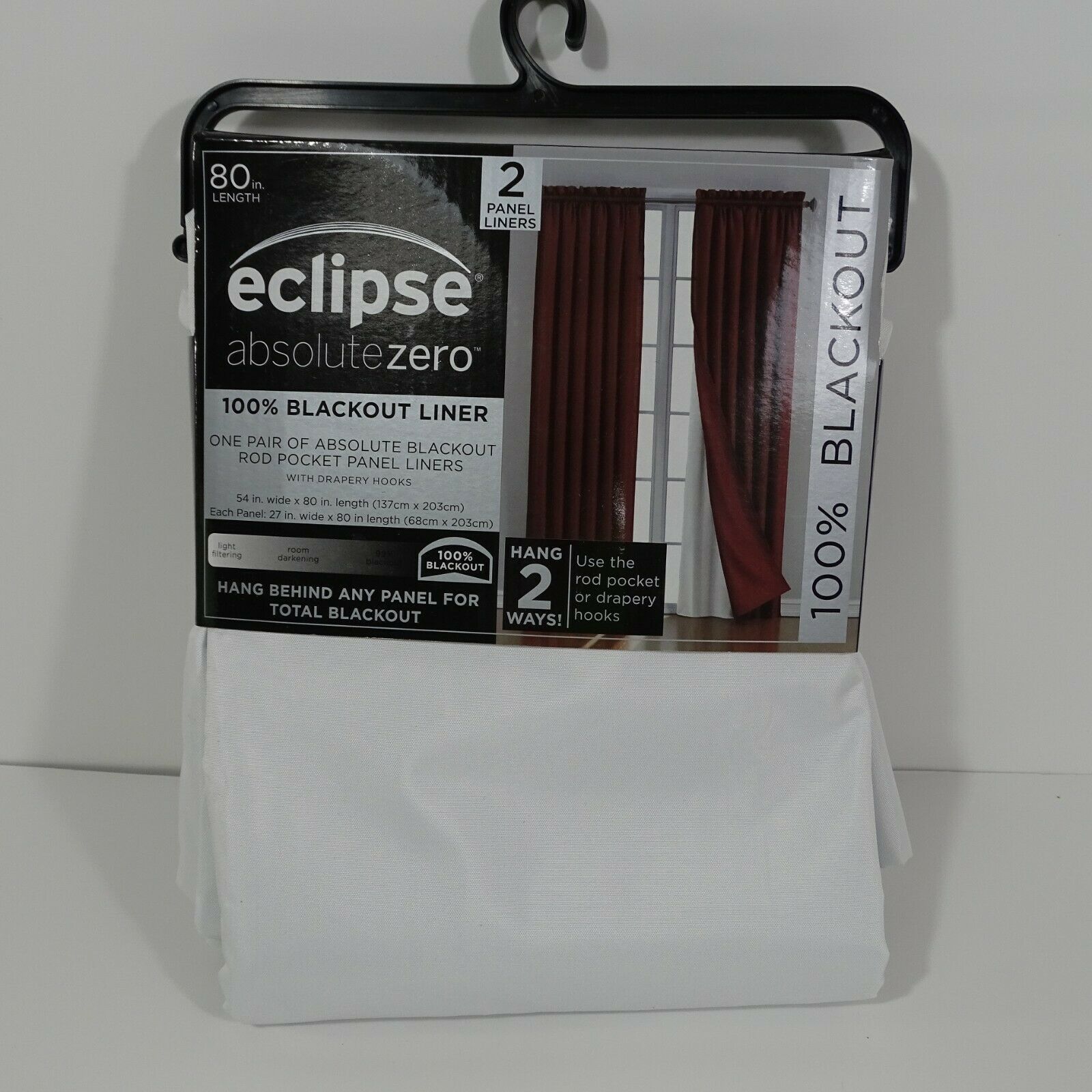 Eclipse Absolute Zero Blackout Curtain Liner Panels 54 x 80 Set of 2