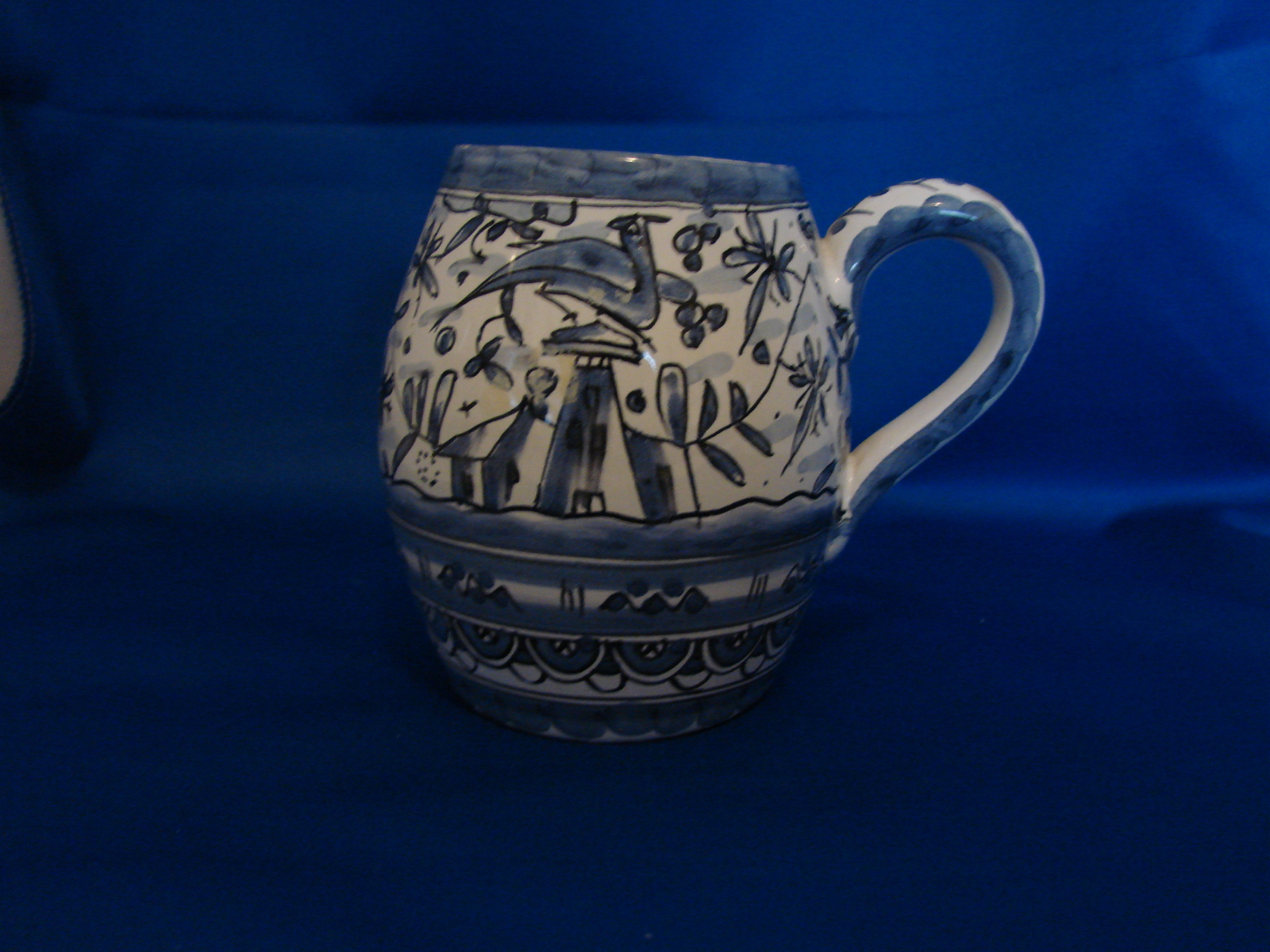 Vintage ALCOBACA Hand Painted Mug Portugal Pottery Portuguese