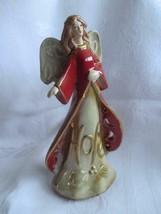 ANGEL Of HOPE Figurine~Red &amp; Gold with Cut-outs~Ceramic~7.5&quot; tall - $5.99