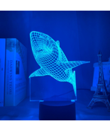 3D Illusion Lamp Shark Night Light Optical Touch 16 Color Changing Desk ... - $24.99