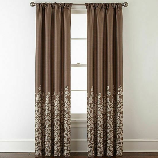 NWT 180 1 PAIR JCPENNEY LUCIA Dk. MOCHA CURTAIN PANELS 50X84 (1 PAIR