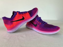 Nike Free Rn Flyknit 2016 Womens Running Shoes Purple Pink Bright Sz 6.5... - $74.25