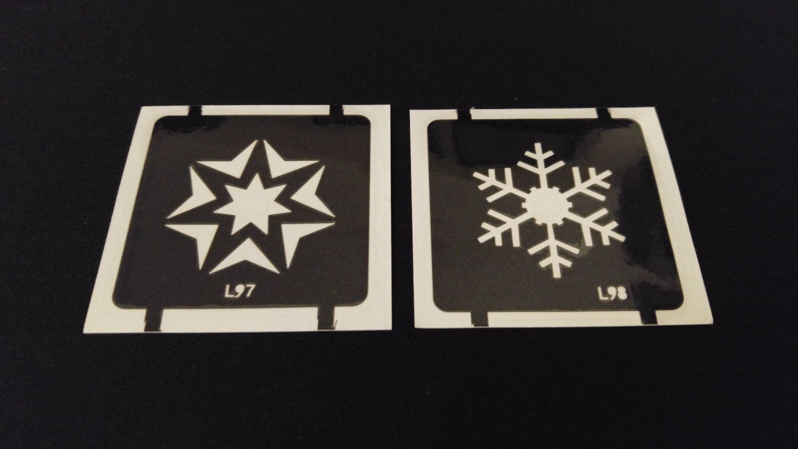 2pc Snowflake Designs GLITTER TATTOO STENCIL SET For Henna Airbrush Facepaint