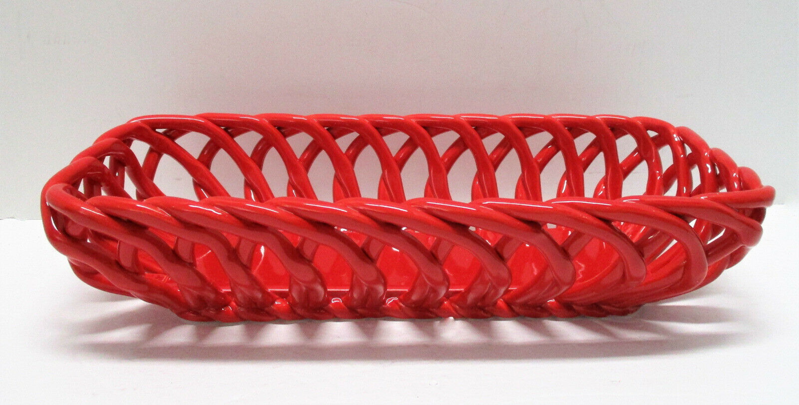 Pioneer Woman Rectangular Red Stoneware 13.7 Inch Bread Basket Other