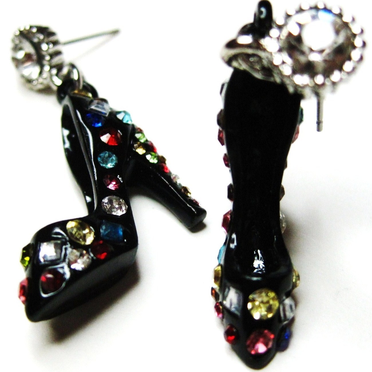 Stunning 3D CZ Black Stiletto High Heel Shoe Earrings EA29 Earrings