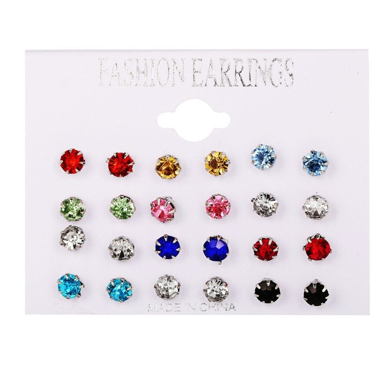 9 pairs/set black earrings Ball Simulated Pearl Stud Earrings Set Women Flower P