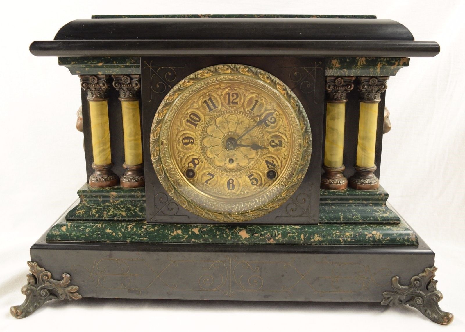 Antique Seth Thomas Adamantine Faux Marble Mantle Clock - Shelf, Mantel