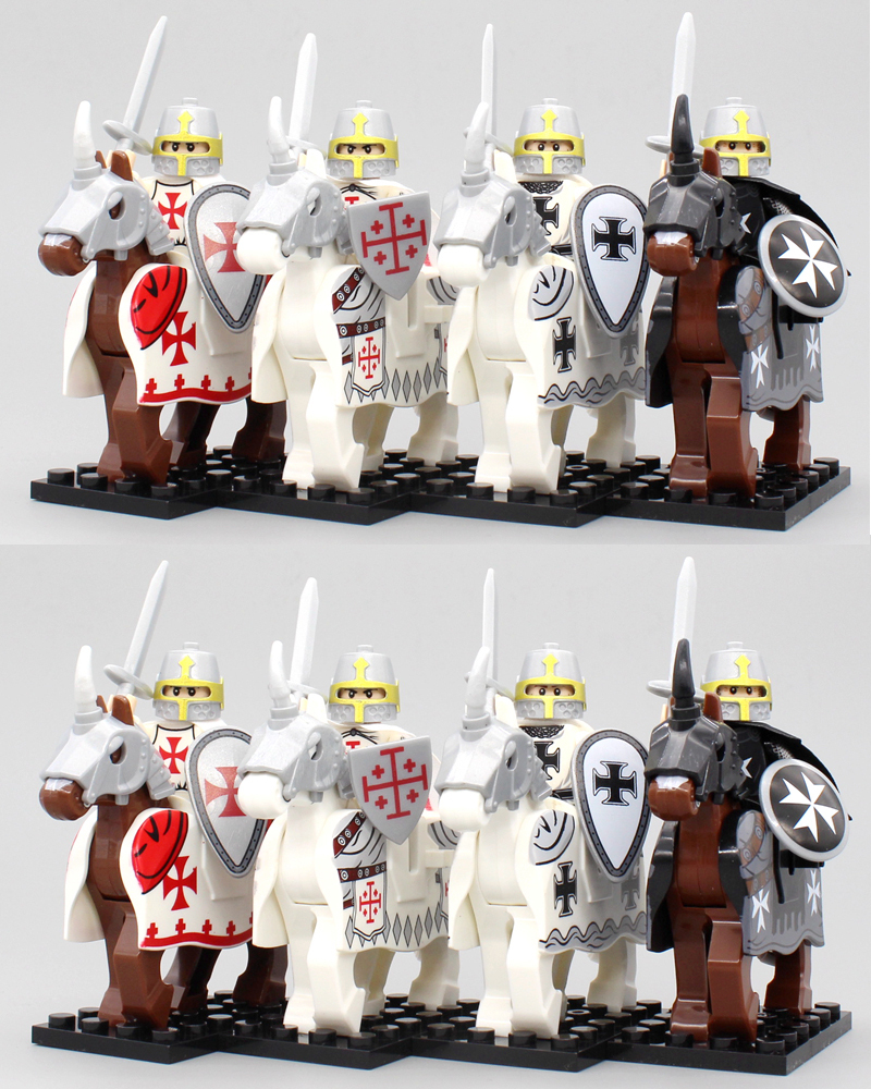 Medieval Teutonic Knights Templar Hospitaller War Horse Army Minifigures Bricks