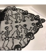 Halloween Black Lace Table Cloth Skeletons Spooky Holiday Gothic Home De... - £10.45 GBP