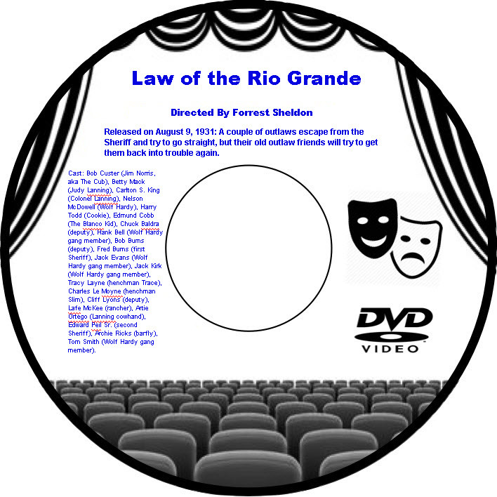 Law of the Rio Grande 1931 DVD Movie Western Bob Custer Betty Mack Carlton S Kin