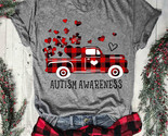 Accept Understand Love Red Plaid Truck Autism Awareness Valentine's Day T-shirt - £7.50 GBP - £11.26 GBP