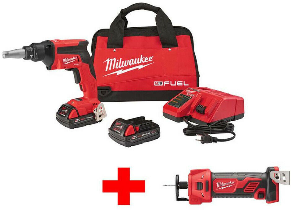 Milwaukee Cordless Drywall Screw Gun Cutout Tool Kit 18V LithiumIon