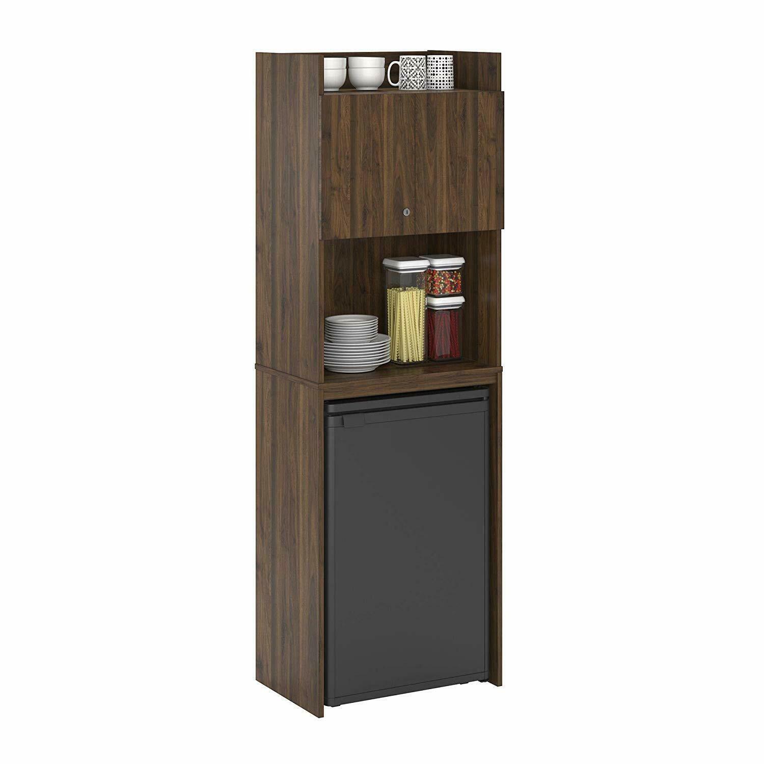 Walnut Brown Refrigerator Wood Storage Microwave Dorm Mini